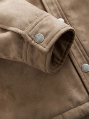 Stone Faux Suede Borg Lined Shacket - Image 4 of 6