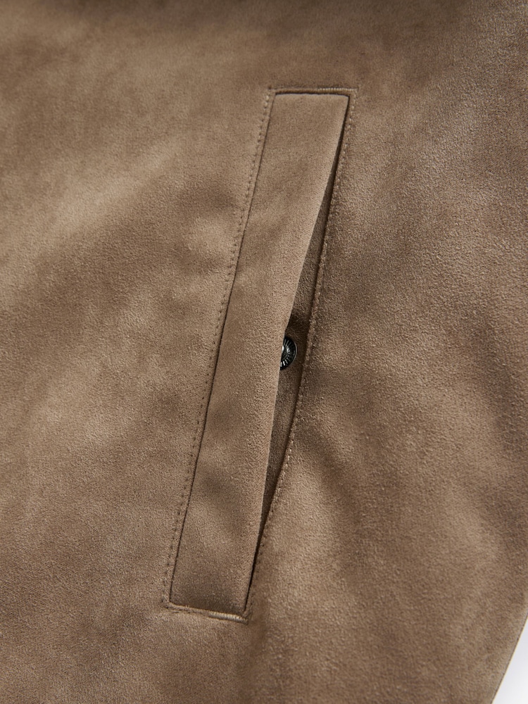Stone Faux Suede Borg Lined Shacket - Image 6 of 6
