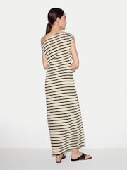 Jigsaw Green Stripe Asymmetric Neck Dress - Image 4 of 5