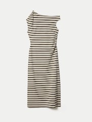 Jigsaw Green Stripe Asymmetric Neck Dress - Image 5 of 5