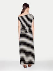 Jigsaw Blue Stripe Asymmetric Neck Dress - Image 4 of 5