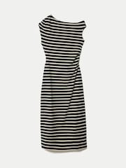 Jigsaw Blue Stripe Asymmetric Neck Dress - Image 5 of 5