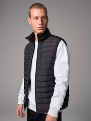 Black Shower Resistant Lightweight Puffer Gilet - Image 1 of 8