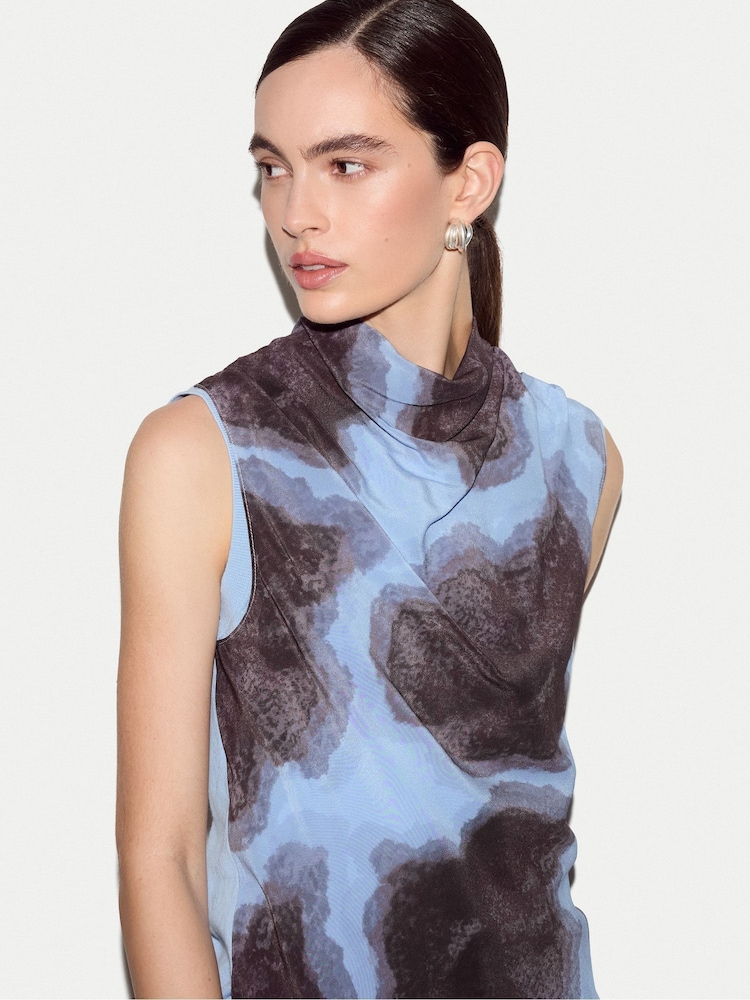 Jigsaw Blue Tiger Orchid Silk Knit Tank - Image 2 of 4