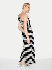 Jigsaw Blue Stripe One Shoulder Dress - Image 4 of 5