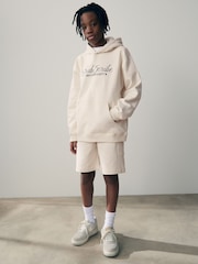 Ecru White Short Sleeve Hoodie and Shorts Set (3-16yrs) - Image 1 of 3