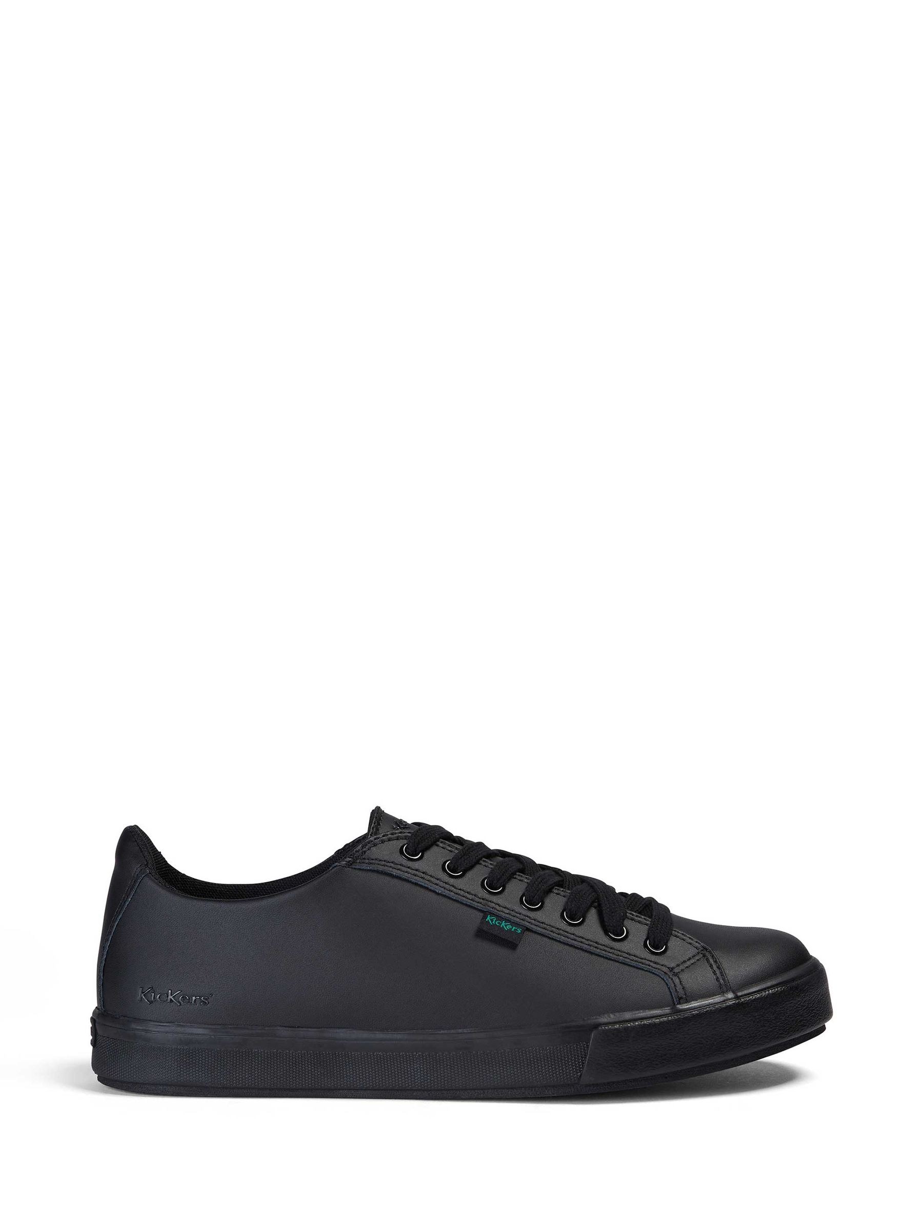 Kickers Black Leather Tovni Lacer Trainer School Shoes view 1