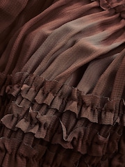 Chocolate Brown Short Sleeve Smock Tie Back Top - Image 7 of 7