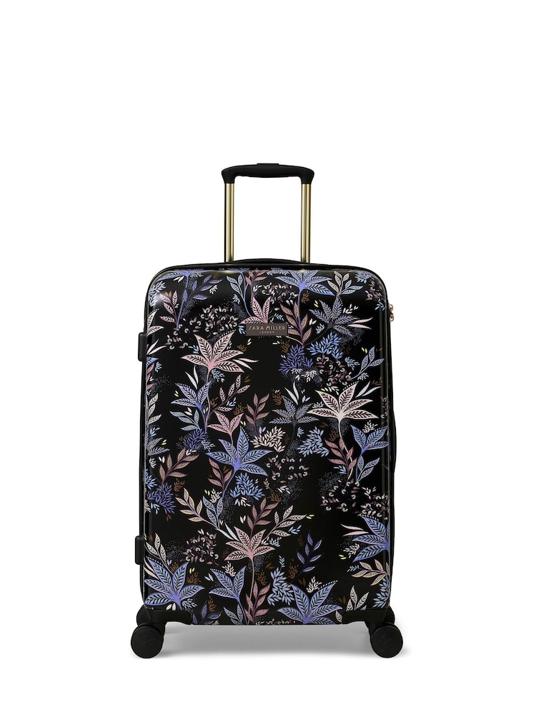 Sara Miller Botanic Medium 4 Wheel Black Suitcase - Image 1 of 6 Sara Miller Botanic Medium 4 Wheel Black Suitcase - Image 1 of 6