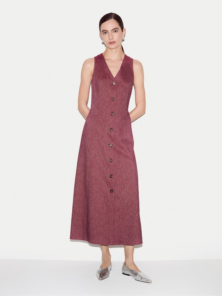 فستان بصدرية كتان شامبراي من Jigsaw - Image 1 of 5