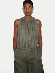 Jigsaw Green Linen Scooped Tank Top - Image 1 of 4