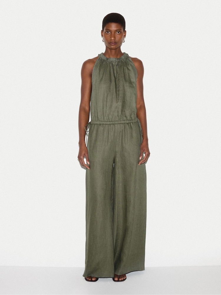 Jigsaw Green Linen Scooped Tank Top - Image 2 of 4 Jigsaw Green Linen Scooped Tank Top - Image 2 of 4