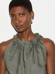 Jigsaw Green Linen Scooped Tank Top - Image 3 of 4