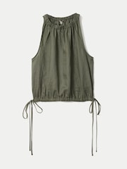Jigsaw Green Linen Scooped Tank Top - Image 4 of 4