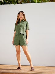 Myleene Klass Khaki Green Broderie Coord Short - Image 4 of 8