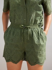 Myleene Klass Khaki Green Broderie Coord Short - Image 6 of 8