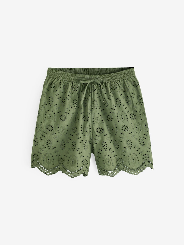 Myleene Klass Khaki Green Broderie Coord Short - Image 8 of 8