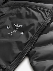 Black Shower Resistant Rubberised Hooded Puffer Coat - Image 13 of 16