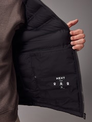 Black Shower Resistant Rubberised Hooded Puffer Coat - Image 8 of 16
