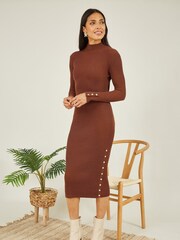 Mela Brown Knitted Fitted Midi Dress - Image 3 of 5