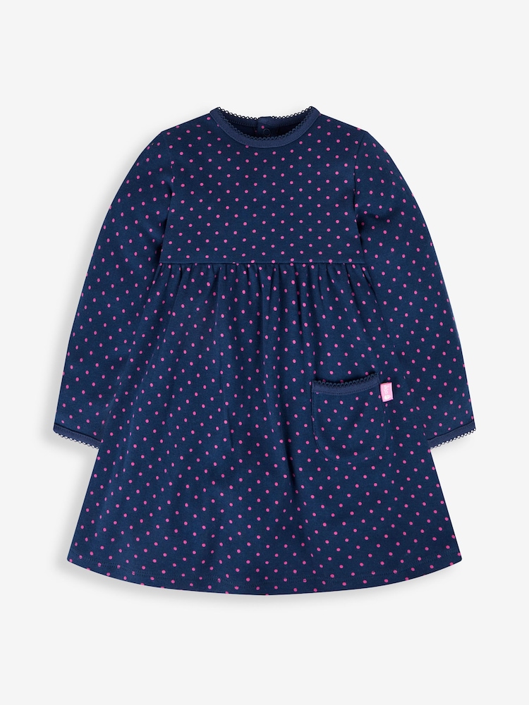 JoJo Maman Bébé Navy Blue Spot Dress - Image 1 of 3