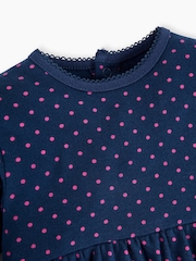 JoJo Maman Bébé Navy Blue Spot Dress - Image 2 of 3