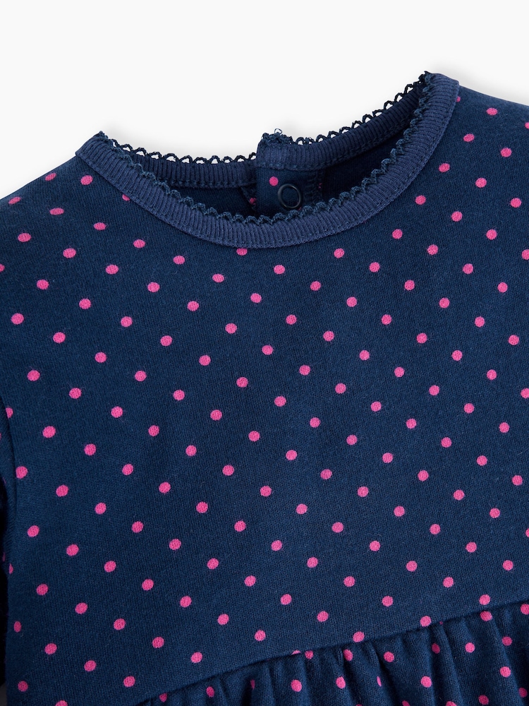 JoJo Maman Bébé Navy Blue Spot Dress - Image 2 of 3