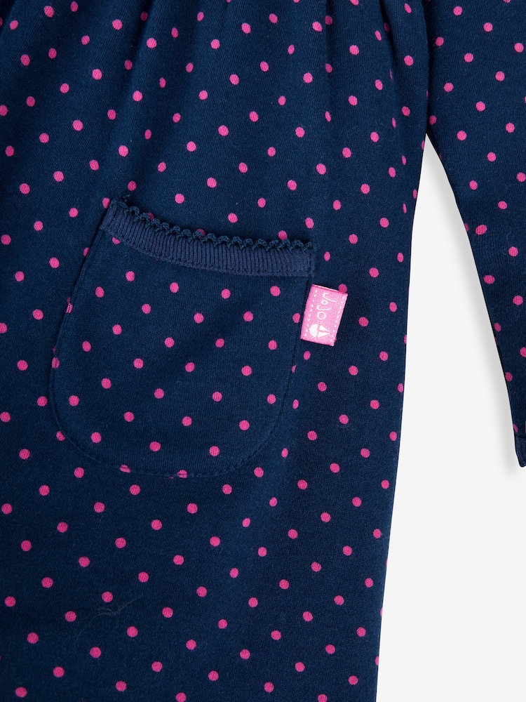 JoJo Maman Bébé Navy Blue Spot Dress - Image 3 of 3