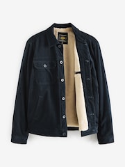 Navy Blue Cord Borg Lined Trucker Jacket - Image 1 of 11