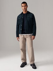 Navy Blue Cord Borg Lined Trucker Jacket - Image 3 of 11