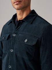 Navy Blue Cord Borg Lined Trucker Jacket - Image 5 of 11
