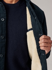 Navy Blue Cord Borg Lined Trucker Jacket - Image 6 of 11