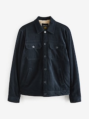Navy Blue Cord Borg Lined Trucker Jacket - Image 7 of 11