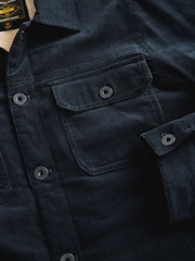 Navy Blue Cord Borg Lined Trucker Jacket - Image 9 of 11