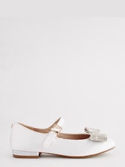 Baker by Ted Baker Girls Ivory Satin Shoes with Diamanté Bow - Image 2 of 6
