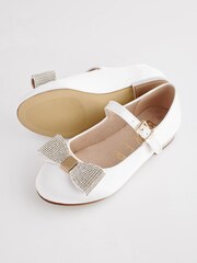 Baker by Ted Baker Girls Ivory Satin Shoes with Diamanté Bow - Image 3 of 6