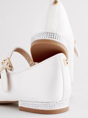 Baker by Ted Baker Girls Ivory Satin Shoes with Diamanté Bow - Image 5 of 6