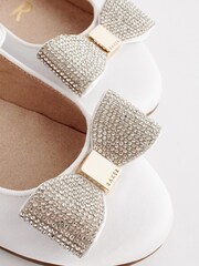 Baker by Ted Baker Girls Ivory Satin Shoes with Diamanté Bow - Image 6 of 6