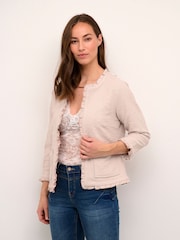 Cream Pink Mellie Open Front 3/4 Sleeve Cardigan - Image 1 of 6