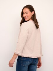 Cream Pink Mellie Open Front 3/4 Sleeve Cardigan - Image 2 of 6