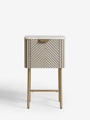 Light Grey Valencia Marble and Mango Wood 1 Drawer Slim Bedside Table - Image 5 of 11