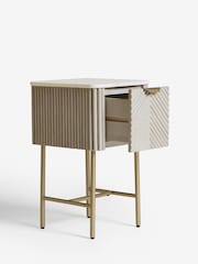 Light Grey Valencia Marble and Mango Wood 1 Drawer Slim Bedside Table - Image 7 of 11