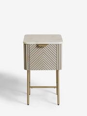 Light Grey Valencia Marble and Mango Wood 1 Drawer Slim Bedside Table - Image 8 of 11