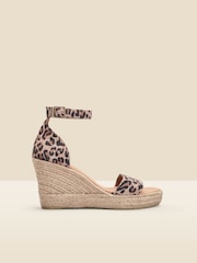 Sosandar Natural Ankle Strap High Wedge Espadrille Sandals - Image 1 of 3