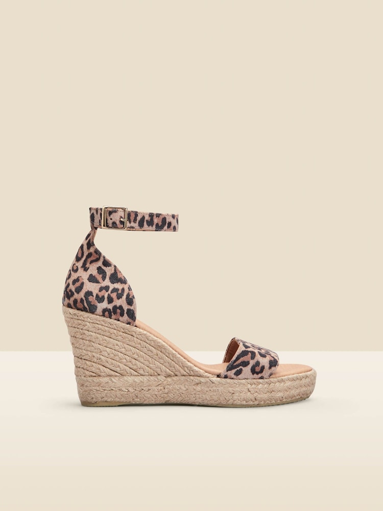 Sosandar Natural Ankle Strap High Wedge Espadrille Sandals - Image 1 of 3