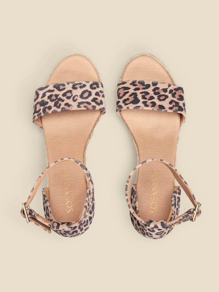 Sosandar Natural Ankle Strap High Wedge Espadrille Sandals - Image 3 of 3