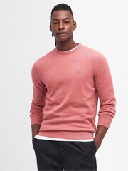 Barbour® Pink Mens Pima Crew Neck Cotton Jumper - Image 1 of 6