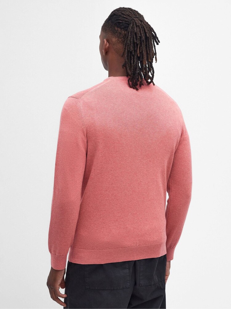 Barbour® Pink Mens Pima Crew Neck Cotton Jumper - Image 2 of 6