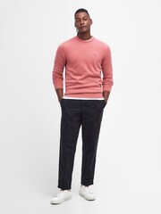 Barbour® Pink Mens Pima Crew Neck Cotton Jumper - Image 3 of 6