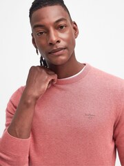 Barbour® Pink Mens Pima Crew Neck Cotton Jumper - Image 4 of 6
